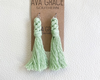 Macrame Small Tassel earrings / boho earrings / fringe earrings / hippie earrings / cowgirl earrings / last one