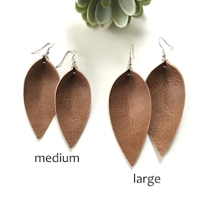 Leather leaf earrings / pointed pinch leaf earrings / not associated with Joanna Gaines or Magnolia Market image 3