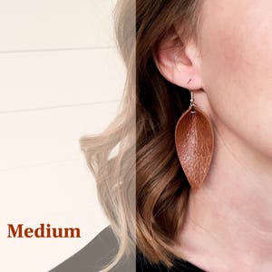 Leather leaf earrings / pointed pinch leaf earrings / not associated with Joanna Gaines or Magnolia Market image 4