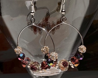 Elegant Silver and Mauve Earrings