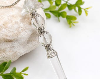 Natuurlijke heldere kwartspendel – Helingskristal voor Reiki, chakra-balancering en spirituele divinatie
