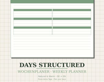 Weekly Planner PDF Natural Design | Printable Wellness Planner | Habit Tracker | Instant Download | Feminine Planner | DaysStructured