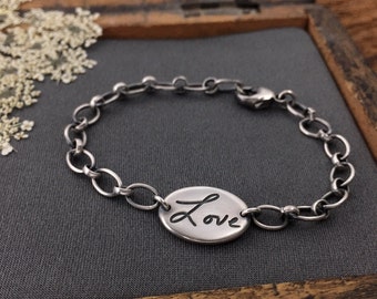 your handwriting | custom handwriting bracelet | memorial jewelry | handwriting jewelry | Sweet Love Handwriting Bracelet