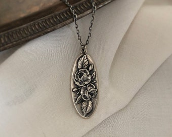 Rose Pendant, Victorian Rose Necklace by Kristin Larson