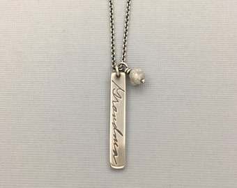 diamond handwriting necklace | personalized  handwriting jewelry | keepsake necklace | Authentic Love Necklace with Rough Diamond Bead