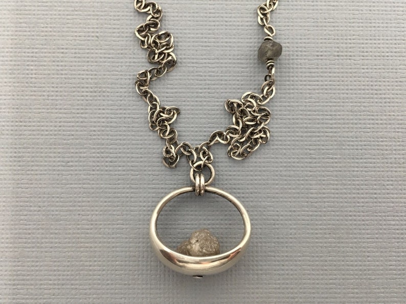 rough diamond necklace boat necklace encouragement jewelry diamond necklace labradorite bead Maiden's Voyage Necklace image 1