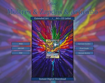 Moltres, Zapdos, Articuno GX SM210: Sun & Moon Black Star Promo Extended Binder Art (Digital Download)