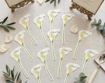 Calla Lily Place Card Template, Elegant Botanical Wedding Name Card (Digital Download)