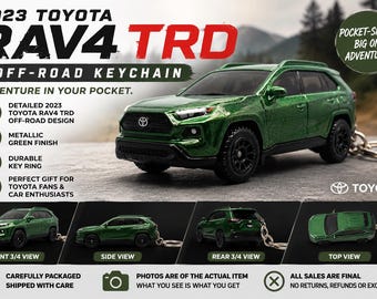 Llavero Toyota RAV4 TRD Off-Road 2023 / Miniatura de SUV verde metalizado / Regalo para entusiastas de Toyota