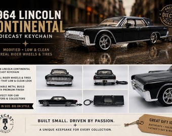 Llavero de metal fundido a presión del Lincoln Continental de 1964 / Llantas y neumáticos personalizados Real Riders