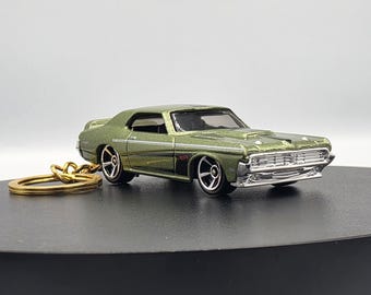 Llavero de coche a escala Mercury Cougar Eliminator de 1969 – Artículo coleccionable personalizado de muscle car – Conversión a Hot Wheels en verde metálico