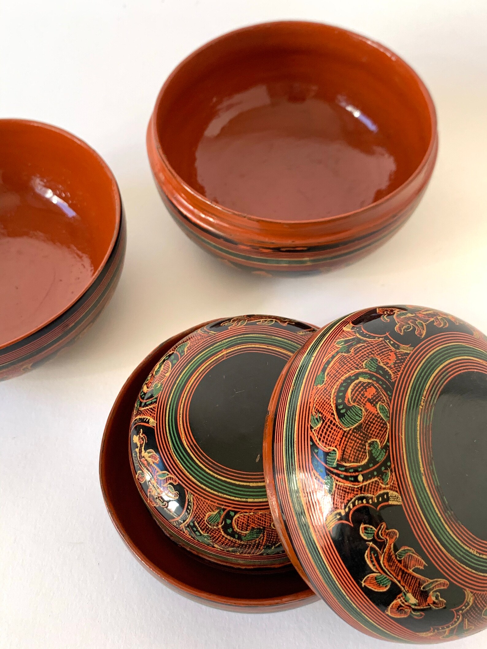 Vintage Burmese Lacquer Nesting Bowls. Etsy