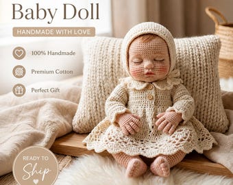 Crochet Baby Doll Pattern, Amigurumi Sleeping Doll Tutorial, Reborn Style (PDF Download)