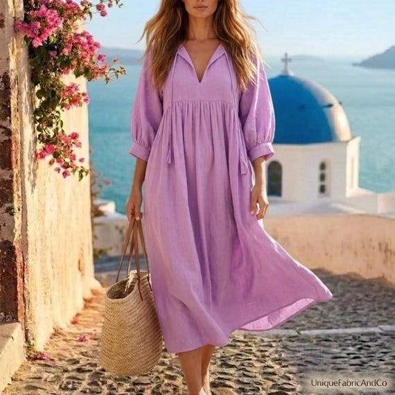 lilac cotton maxi dress Kyra Gauze | Maxi Dress | Lilac Purple - Boho Relaxed Fit Cotton