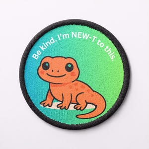 Embroidered Newt Patch – New Job Humour Iron-On Badge