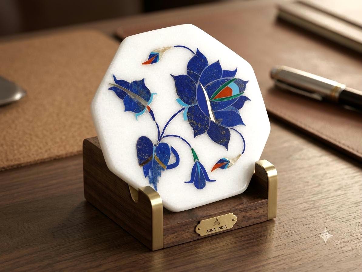 大理石 象 置物 インレイ細工 花柄 インド産大理石象嵌 - Etsy 日本