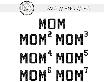 Mom 2 Squared Exponents Mom 3 4 5 6 7 custom SVG, jpg, PNG file / mother's day cut file graphic / mom gift craft file / mom shirt