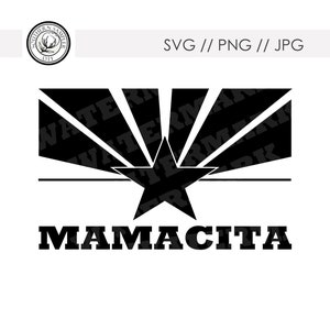 Mamacita Star Sunburst Retro file / svg png jpg cut file Silhouette Cricut Cutting Machine / t shirt print screenprint DTG file
