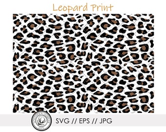 Leopard Print SVG, jpg, eps Digital Wallpaper / White Background Brown Spots Leopard Cheetah Craft File