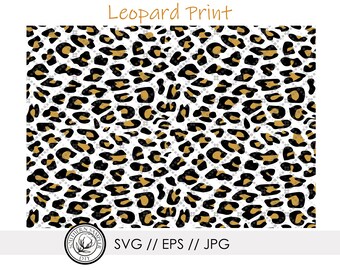 Leopard Print SVG, jpg, eps Digital Wallpaper / White Background Golden Yellow Spots Leopard Cheetah Craft File