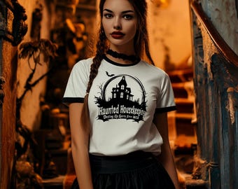 Haunted Housekeeping Vector SVG, PNG, EPS, Halloween Costume T-Shirt Design Horror Movie Maid Costume Housekeeper Last Minute Costume Idea