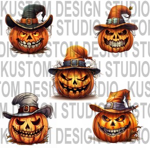 Scary Pumpkins, Halloween, Digital Sublimation JPG, Jpeg (5 Separate Files)
