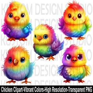 Baby Chick - Chicken Clipart - High Resolution PNG Files - Vibrant Colors (5 Separate Files)
