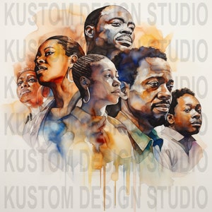 Beautiful African Family Watercolor Background, Sublimation PNG