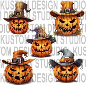 Scary Pumpkins, Halloween, Digital Sublimation JPG, Jpeg (5 Separate Files)