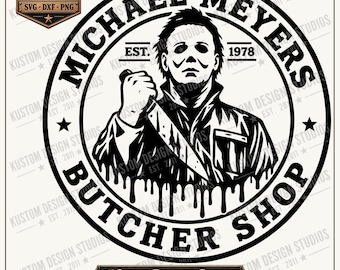 Michael Myers Butcher Shop SVG, Halloween Horror Vector, Shirt Design (Digital Download)