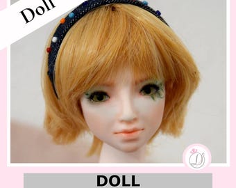 Annabelle BJD Doll: 18" Strawberry Blonde, Green Tattoo Face-Up, Peach Resin