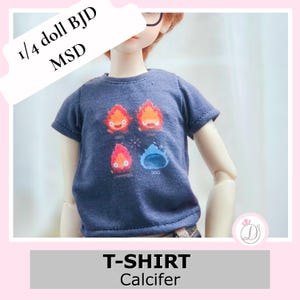 T-Shirt MSD 1/4 BJD – Calcifer– Vêtement Poupée Fait Main – 40/45cm – Dernière Pièce