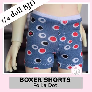 1/4 BJD Boxer Shorts | Polka Dot MSD Doll Underwear (40–45cm) | Stretchy Unisex Doll Loungewear