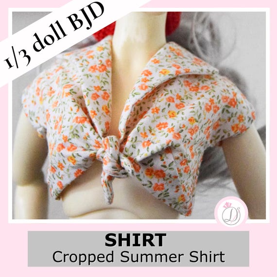 SD BJD Floral Crop Top 58–60cm – 1/3 Scale BJD Clothes Tie-Front Summer Shirt