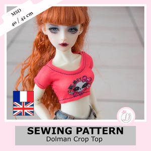 Patrón de costura para top corto tipo dolman MSD BJD / (Descarga en PDF)
