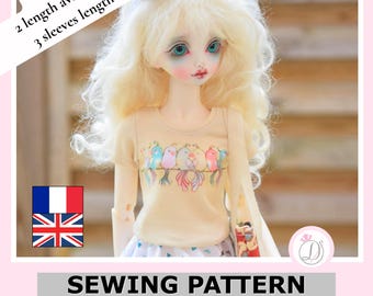 MSD T-Shirt Sewing Pattern | bjd Doll Clothes | Essential Tee (PDF Download) 2 length, 3 sleeves variations