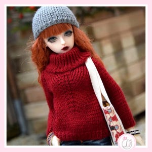 MSD BJD Turtleneck Sweater Knitting Pattern PDF – 1/4 Scale 40–45cm Doll Clothes – Instant Download image 3