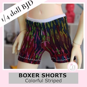 1/4 BJD Boxer Shorts | Colorful Striped MSD Doll Underwear (40–45cm) | Handmade Stretchy Doll Clothes