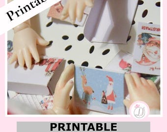 Printable Christmas Doll Pack | Cards, Envelopes, Letter Paper & Gift Box | DIY PDF for msd, yosd, bjd, mh, Pullip