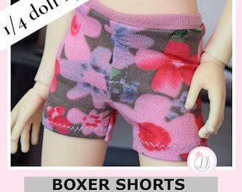 Pink Floral BJD Boxer Shorts: MSD Doll Loungewear (40-45cm) Handmade