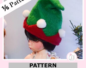 BJD Christmas Hat Pattern | 1/6 Scale Doll, Santa & Elf PDF  (Instant Download)
