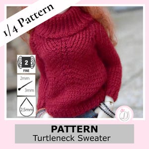 MSD BJD Knitting Pattern | Turtleneck Sweater PDF for 40–42cm Dolls | Autumn/Winter diy Doll Clothes | English & French Pattern