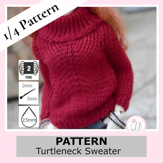 BJD Turtleneck Sweater Knitting Pattern: 1/4 Scale (PDF Download)