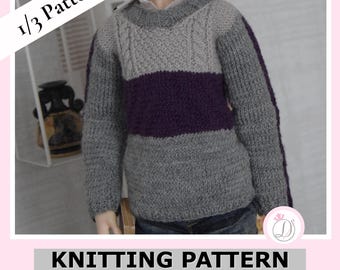 SD Doll Knitting Pattern | Colorblock Sweater (1/3 BJD Scale) (PDF Instant Download)
