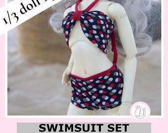 1/3 BJD 水着セット | 水玉ビキニ＆ミニマガジン | 57cmドール用サマービキニ衣装