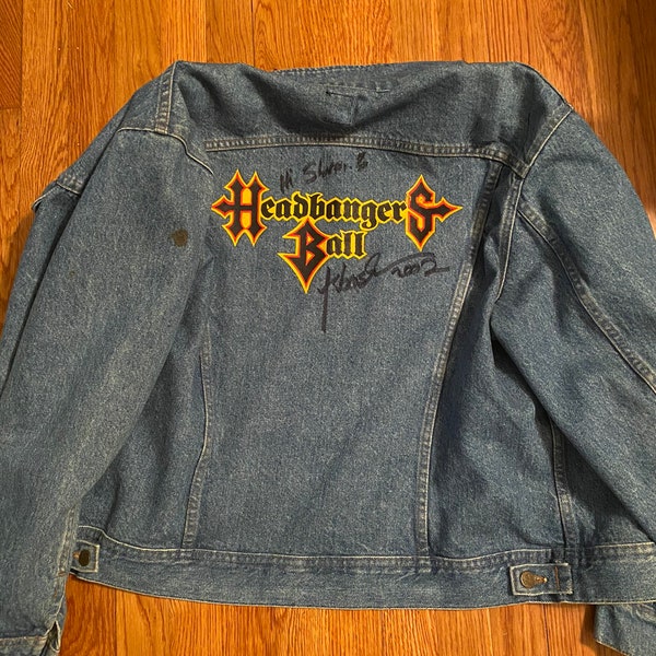 Vintage MTV Headbangers Ball Denim Jacket signed by Sebastian Bach