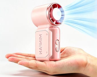 Mini ventilador portátil de mano, recargable por USB, silencioso, con velocidades ajustables, ideal para viajes, escritorio, oficina y uso en exteriores.