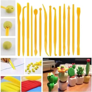 Plastic Clay Sculpting Tool Set | 14pc Wax Carving & Pottery Tools for Polymer Clay Modeling | Craft Supplies