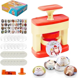 DIY Button Badge Maker Machine | 55mm Pin Badge Press Kit with 48pc Button Parts | Craft Kit for Kids & Adults