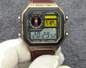 Orologio personalizzato Warhammer 40k Mod AE-1200 Royale Bronze Inquisition, orologio per geek e gamer, regalo nerd unico per lui, orologio personalizzato da uomo